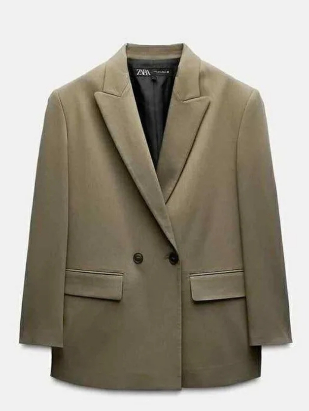 Zara - Khaki Oversized Double-Breasted Blazer